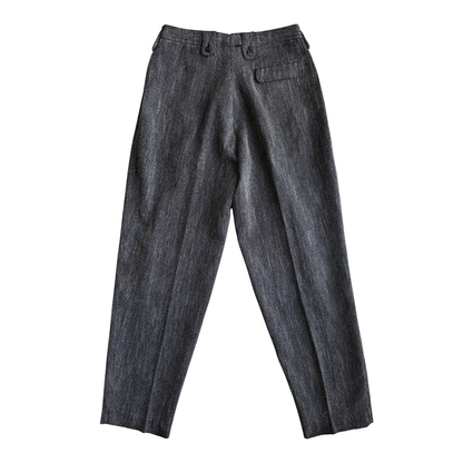1980s Dark Grey Speckled Pleated Dress Pants (31)