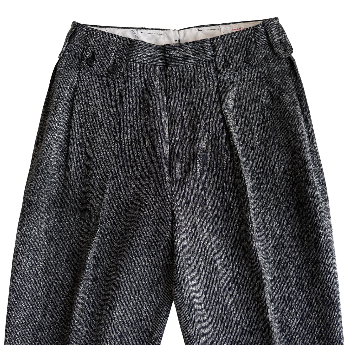 1980s Dark Grey Speckled Pleated Dress Pants (31)