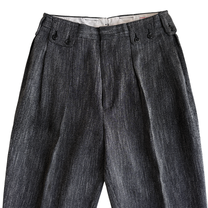 1980s Dark Grey Speckled Pleated Dress Pants (31)