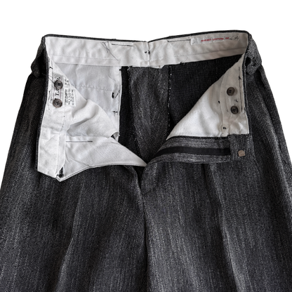 1980s Dark Grey Speckled Pleated Dress Pants (31)