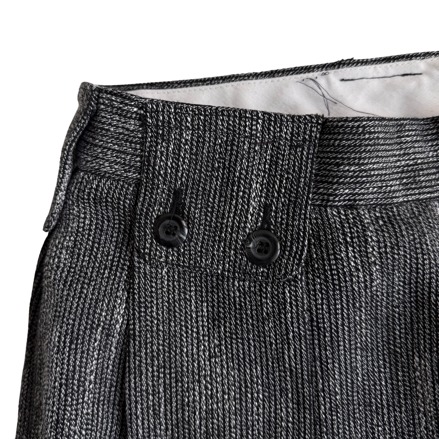 1980s Dark Grey Speckled Pleated Dress Pants (31)