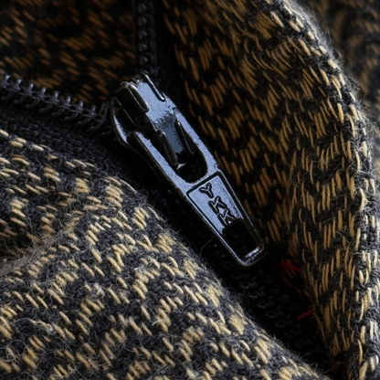 1980s Yellow & Black Herringbone Pleated Dress Pants (31)