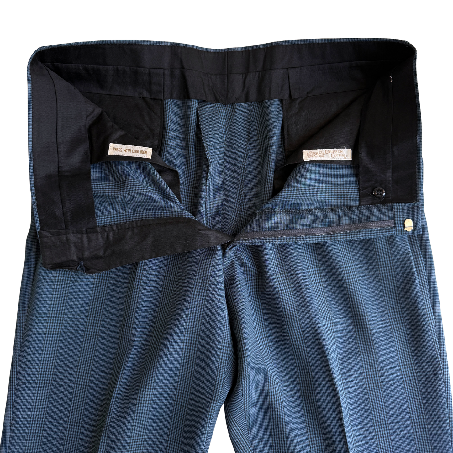 1960s Blue Glen Check Dress Pants (36)