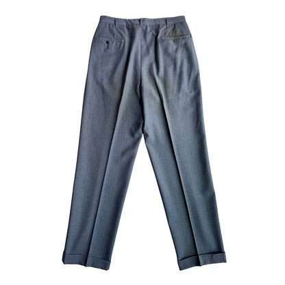 1940s Light Blue Striped Wool Dress Pants (33)