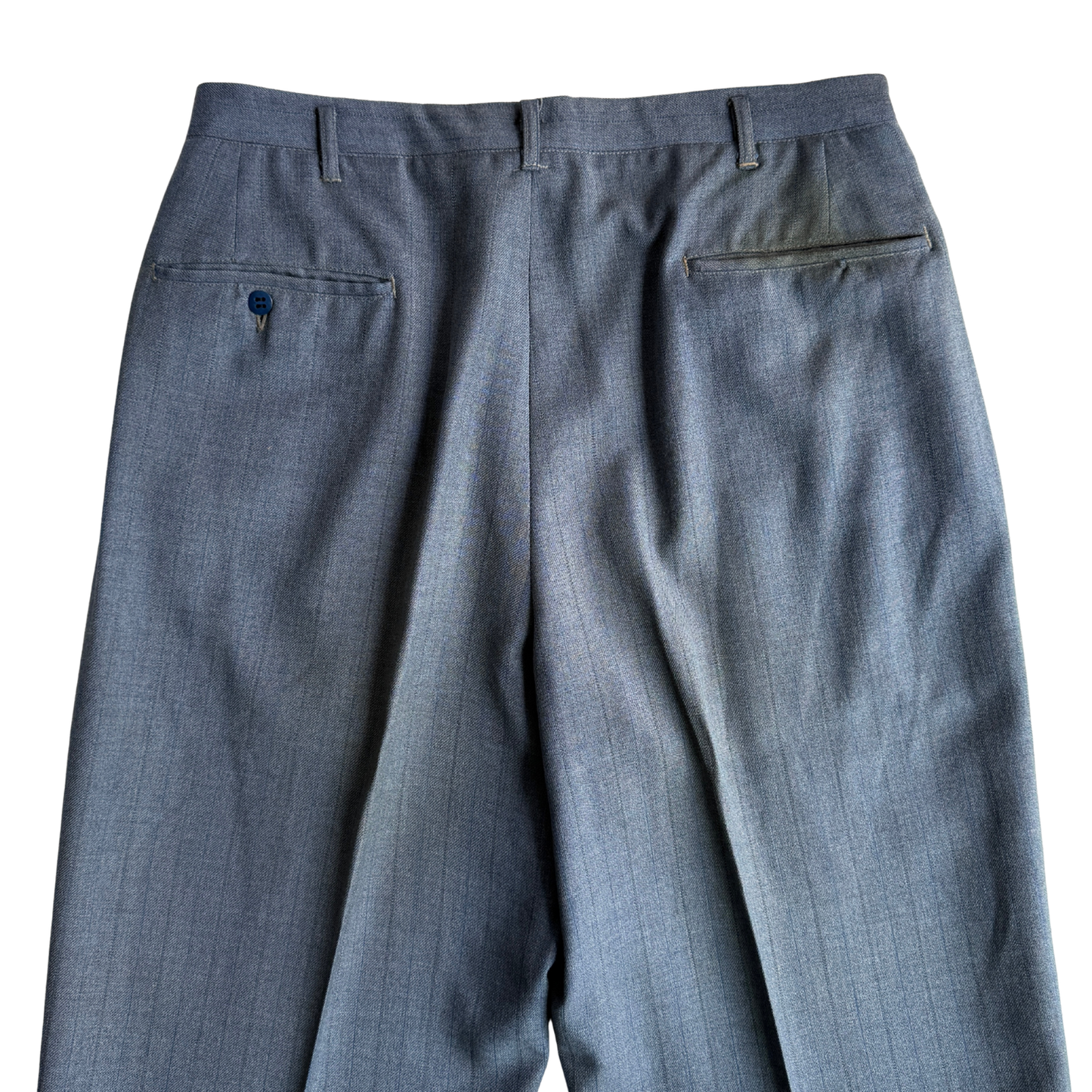1940s Light Blue Striped Wool Dress Pants (33)