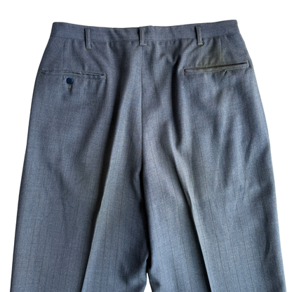1940s Light Blue Striped Wool Dress Pants (33)