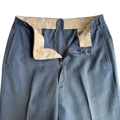1940s Light Blue Striped Wool Dress Pants (33)