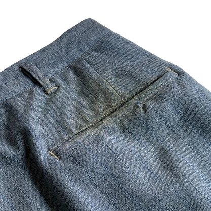 1940s Light Blue Striped Wool Dress Pants (33)