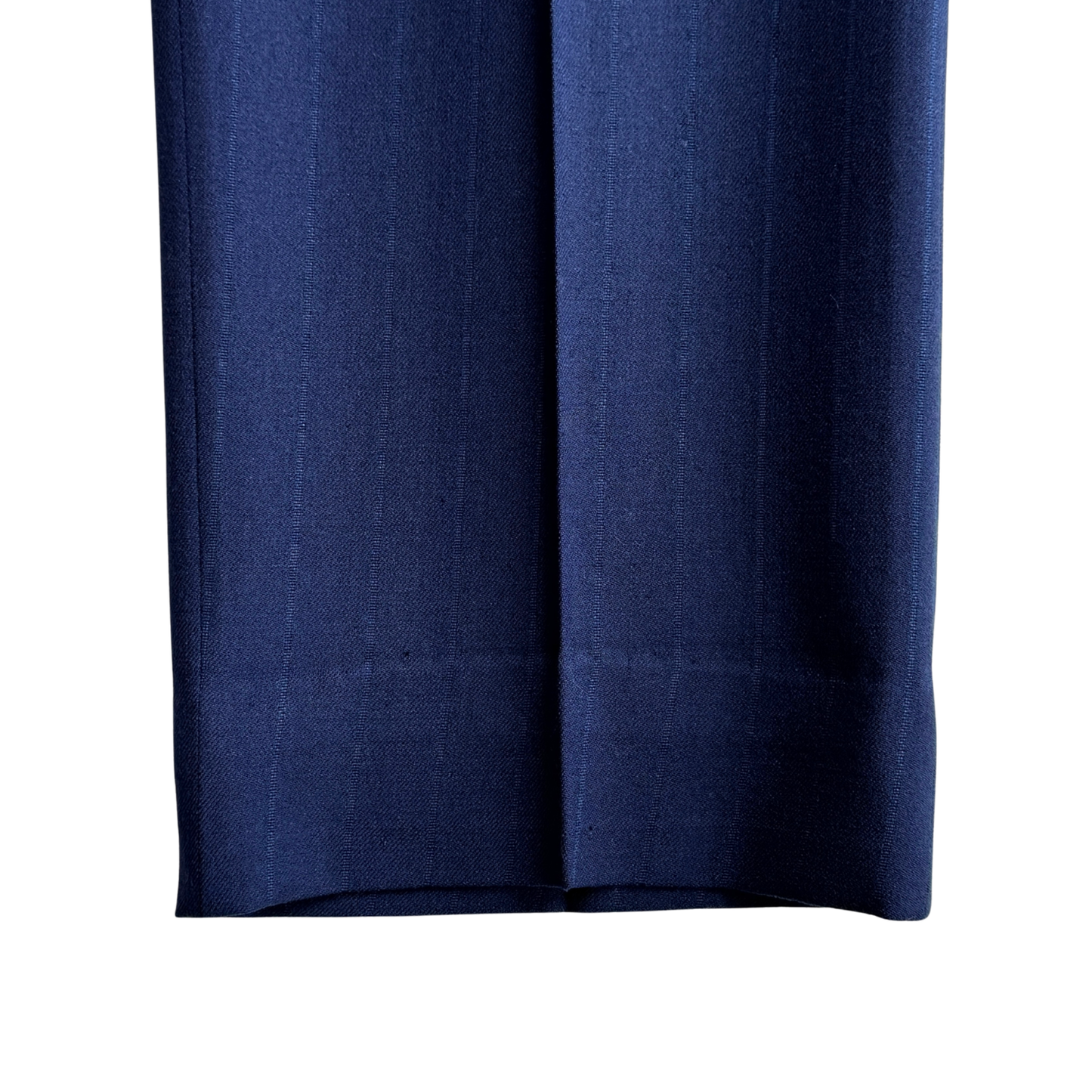 1940s Dark Blue Striped Wool Pleated Dress Pants (30)