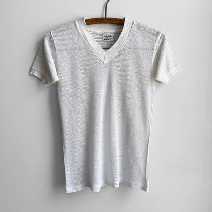1980s White Mesh V-Neck Tee