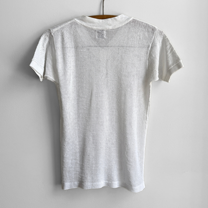 1980s White Mesh V-Neck Tee