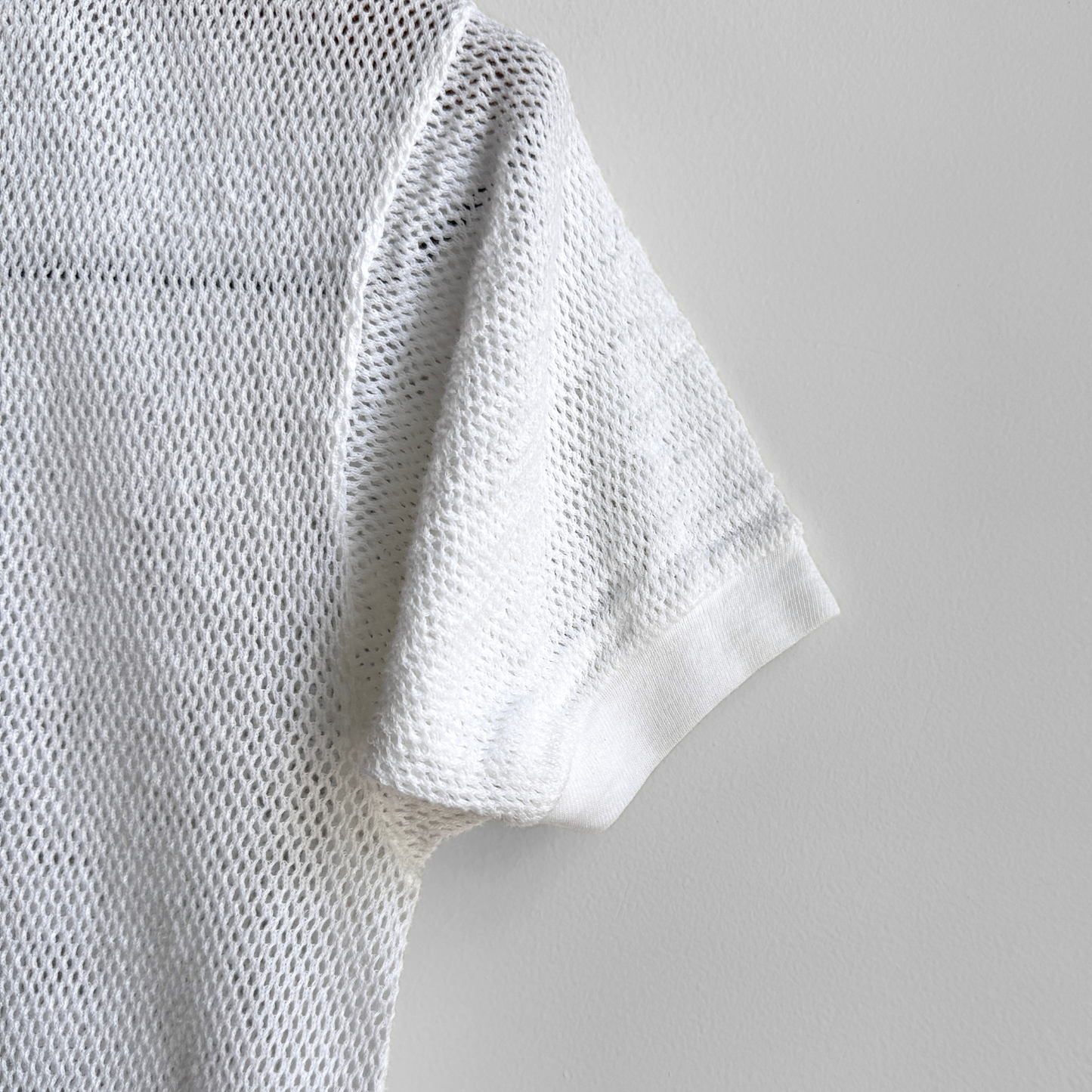 1980s White Mesh V-Neck Tee