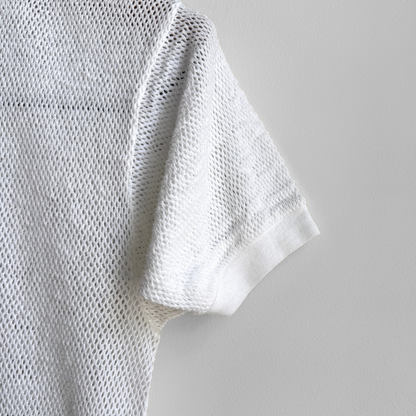 1980s White Mesh V-Neck Tee