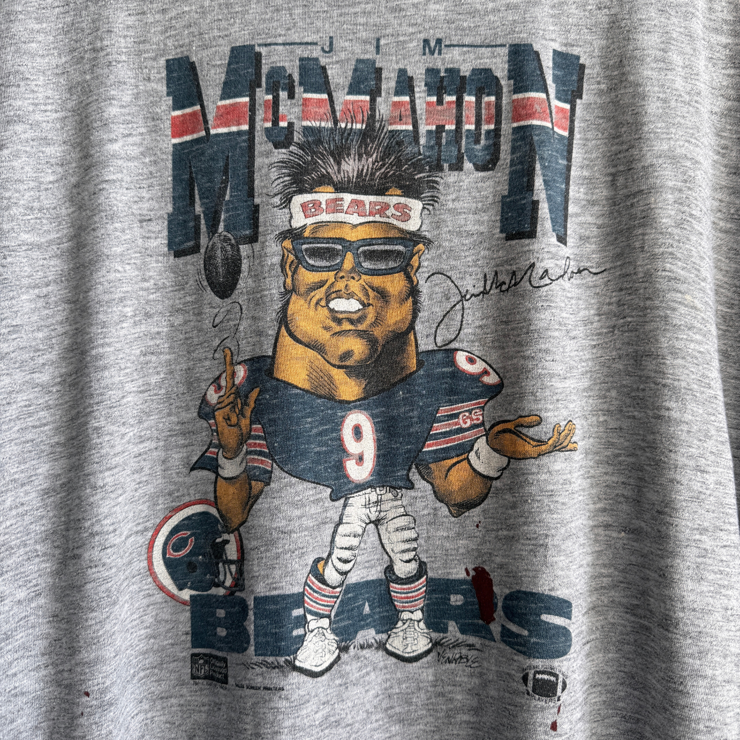 1980s Jim McMahon Chicago Bears Caricature Tee