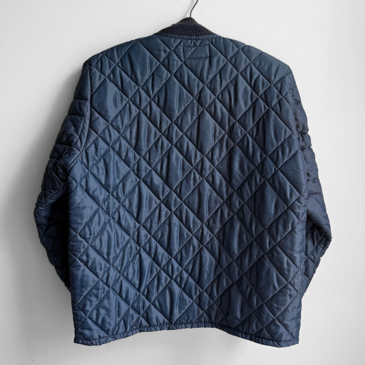 1970s Navy Blue Quilted Bomber Jacket