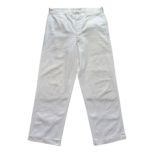 1940s White Sanforized Cotton Work Pants (33)