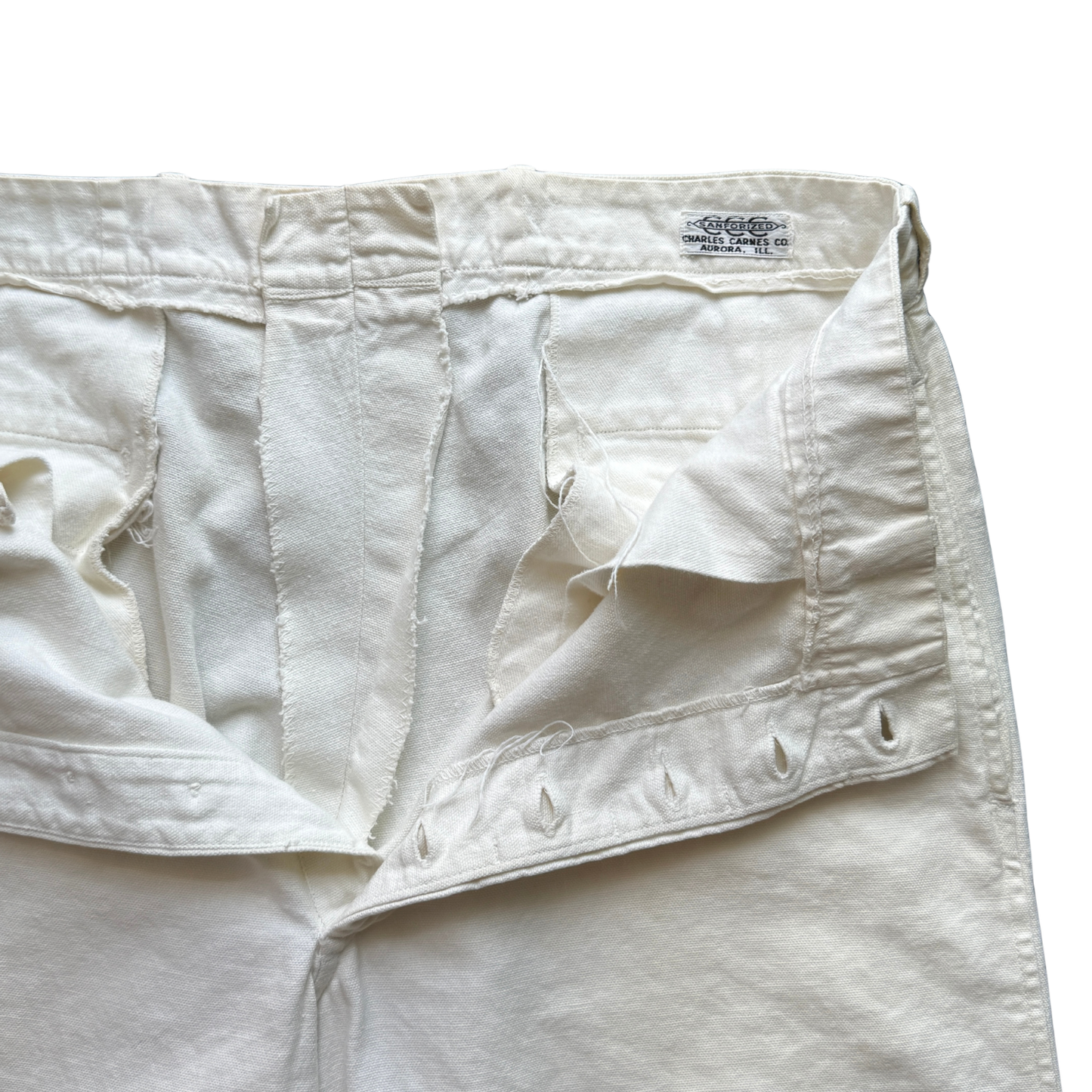 1940s White Sanforized Cotton Work Pants (33)