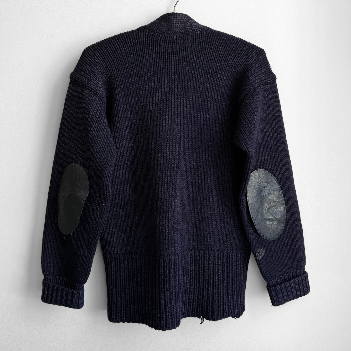 1940s Navy Blue Knit V-Neck Sweater