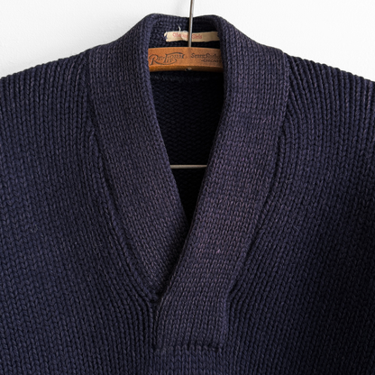 1940s Navy Blue Knit V-Neck Sweater