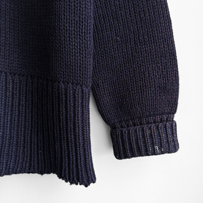 1940s Navy Blue Knit V-Neck Sweater
