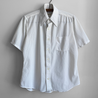 1970s White Geometric Pattern Shirt