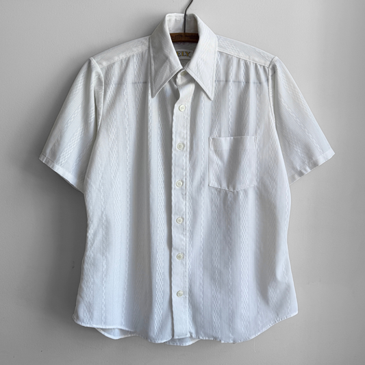 1970s White Geometric Pattern Shirt