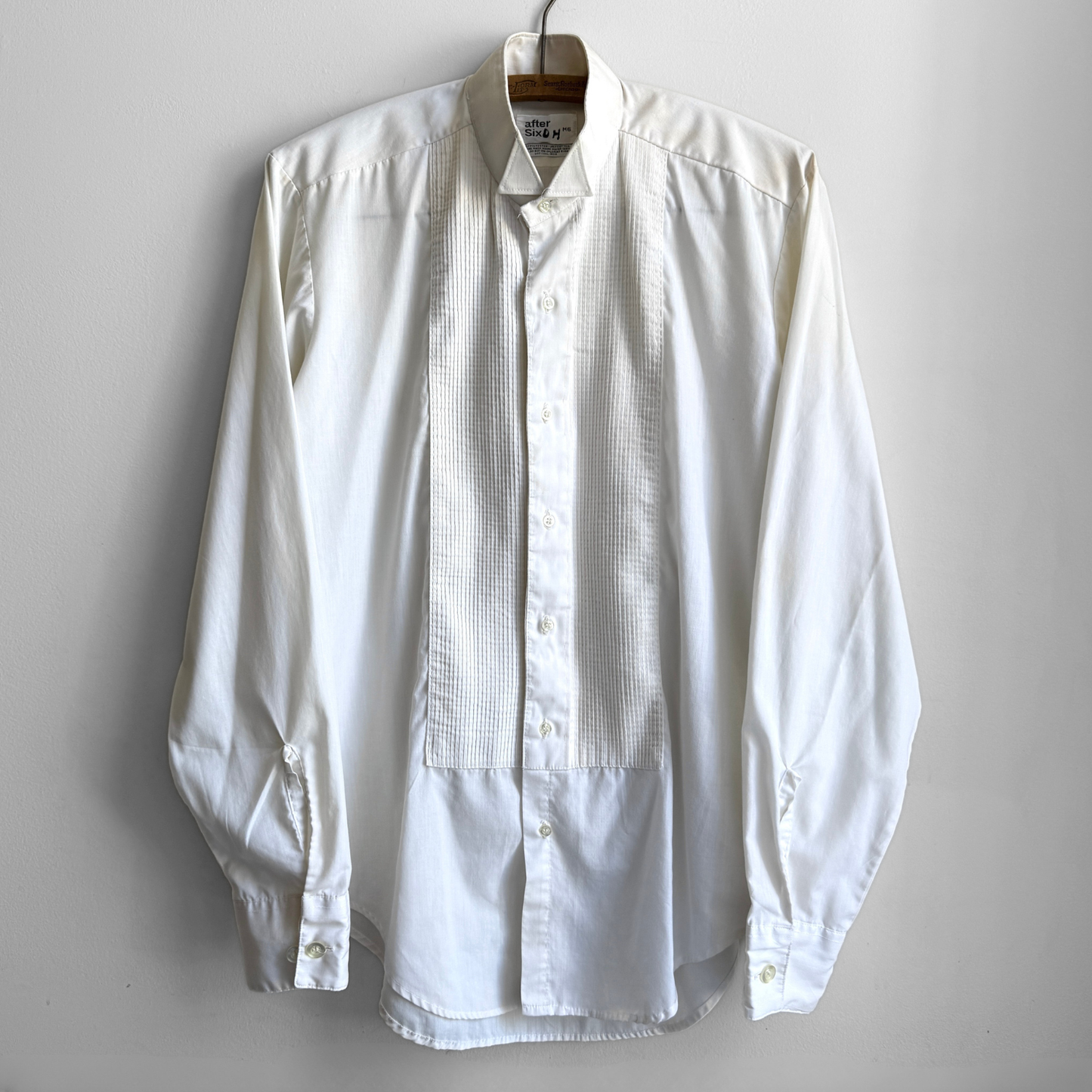 1970s White Pleated Bib Tuxedo Dress Shirt