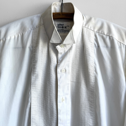 1970s White Pleated Bib Tuxedo Dress Shirt