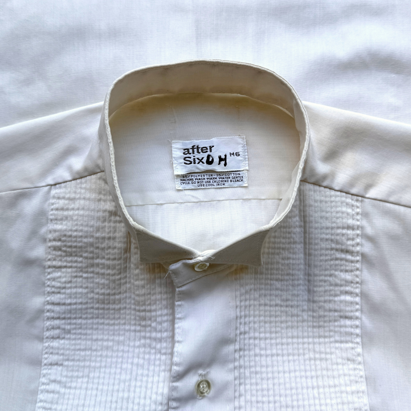 1970s White Pleated Bib Tuxedo Dress Shirt
