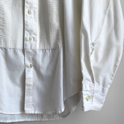 1970s White Pleated Bib Tuxedo Dress Shirt