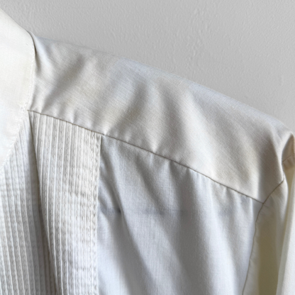 1970s White Pleated Bib Tuxedo Dress Shirt