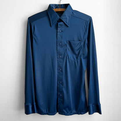 1970s Dark Blue Sport Shirt