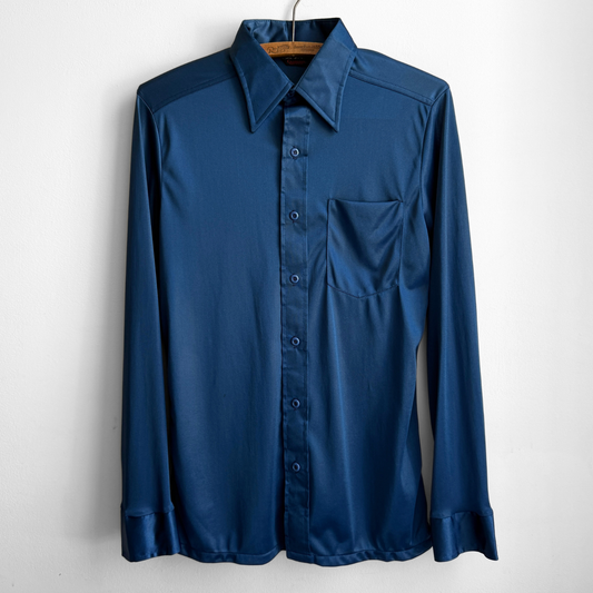 1970s Dark Blue Sport Shirt