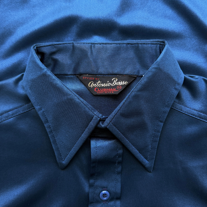1970s Dark Blue Sport Shirt