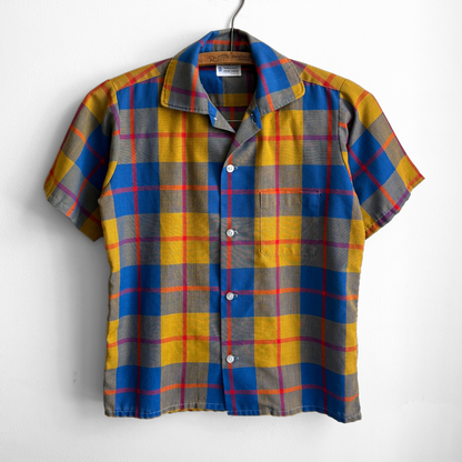 1960s Blue & Yellow Plaid Shirt