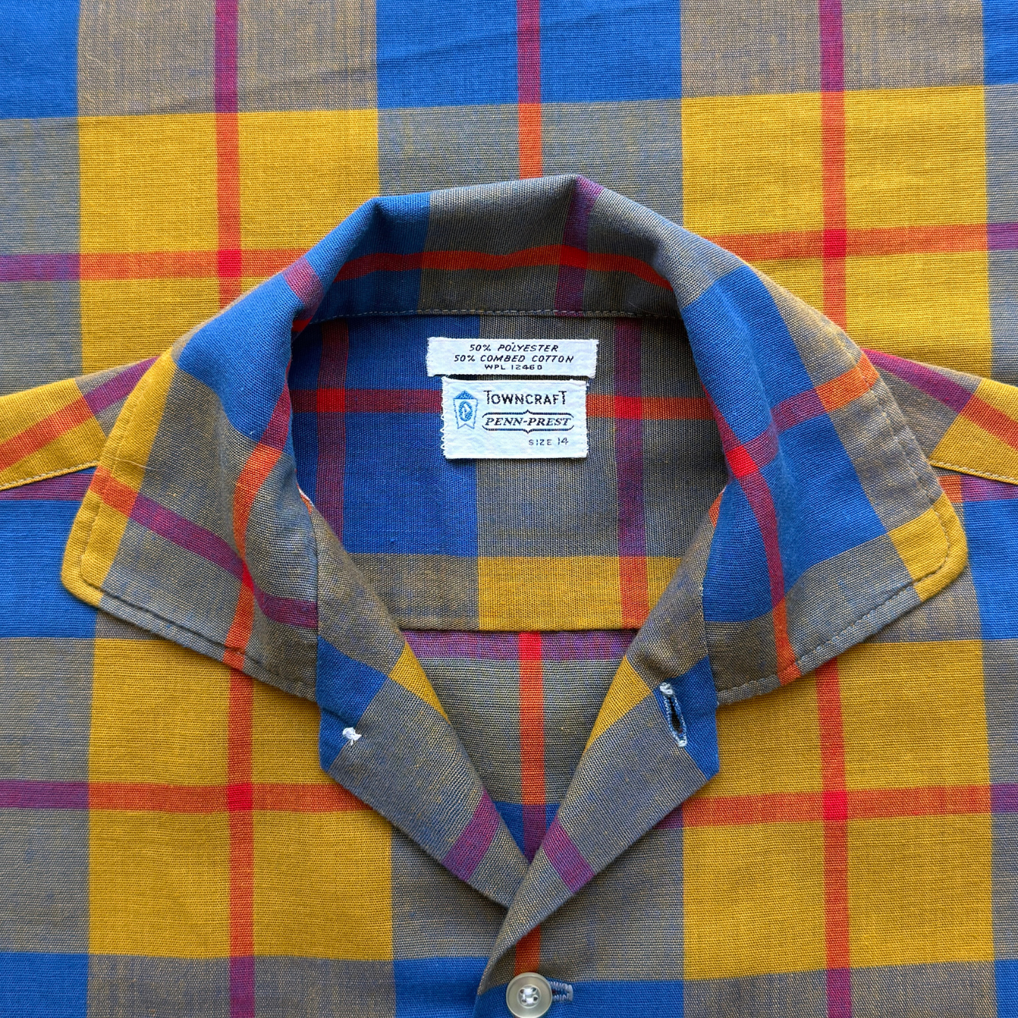 1960s Blue & Yellow Plaid Shirt