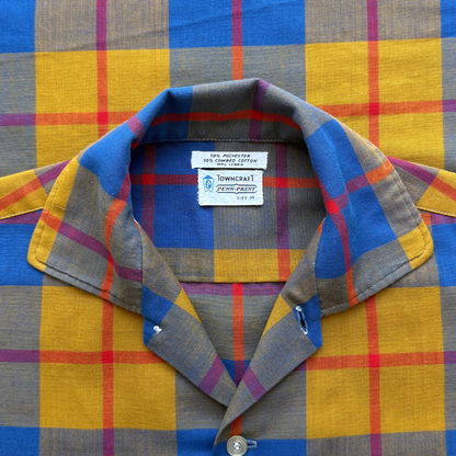 1960s Blue & Yellow Plaid Shirt