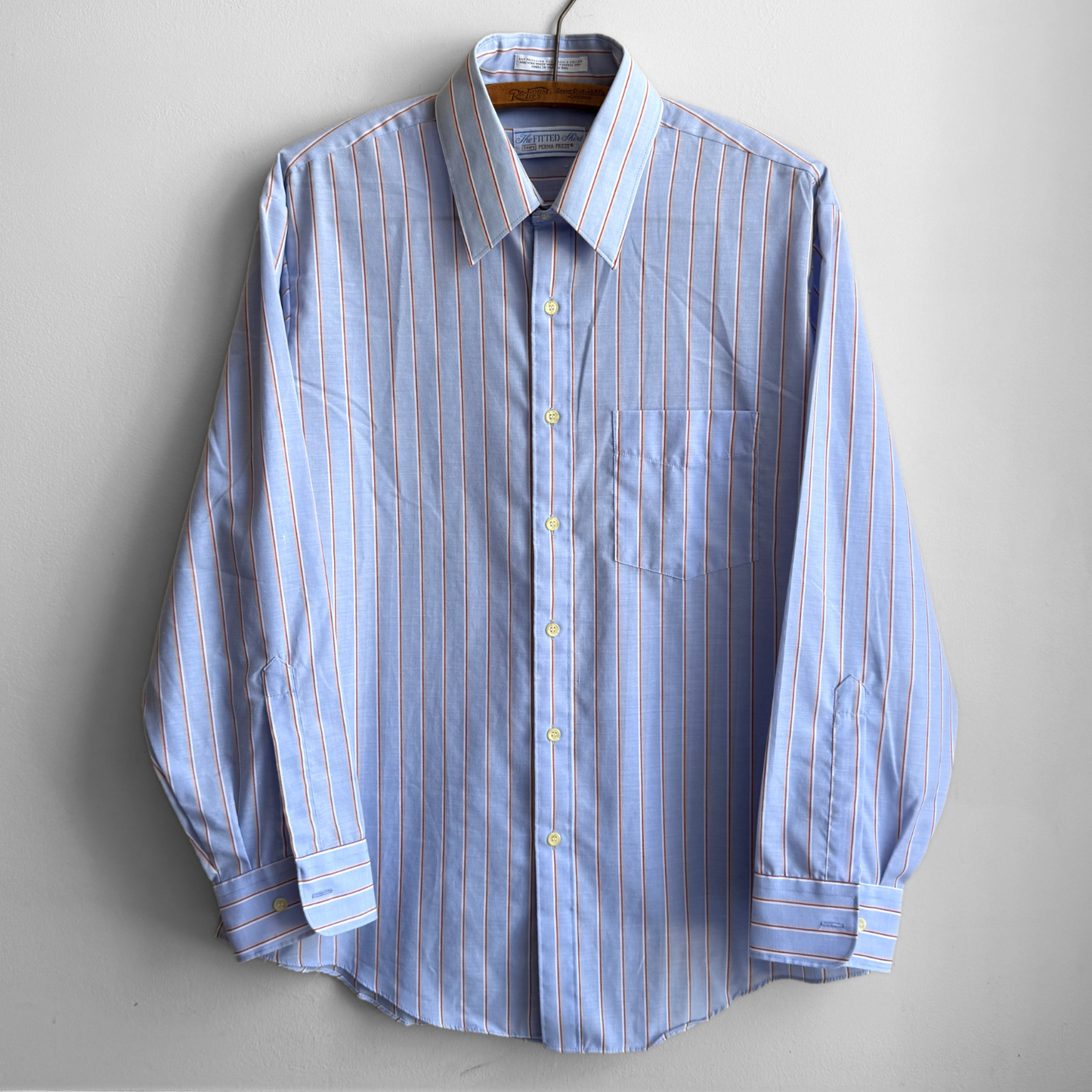1970s Light Blue Striped Dress Shirt