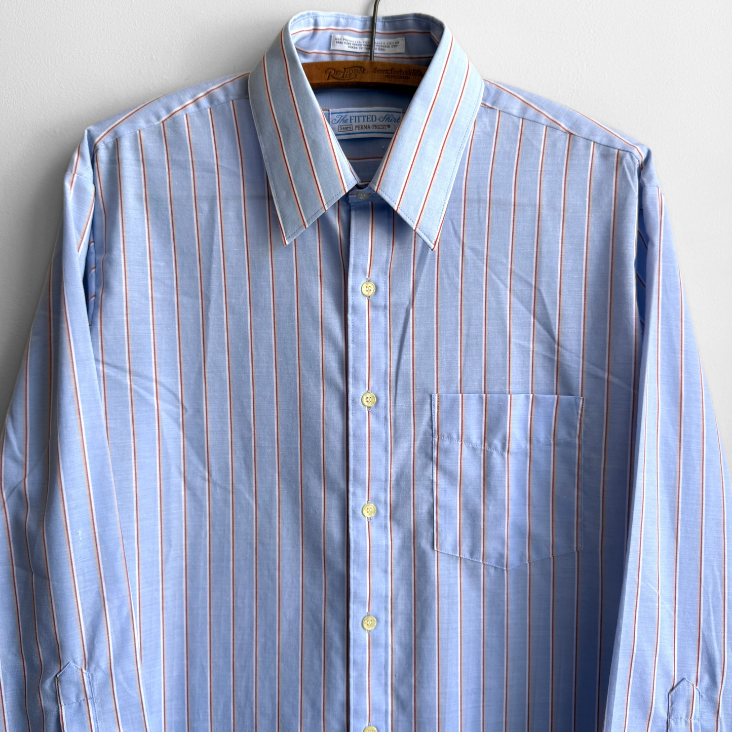1970s Light Blue Striped Dress Shirt