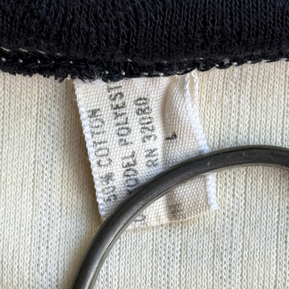 1970s Cream Ribbed Knit V-Neck Tee