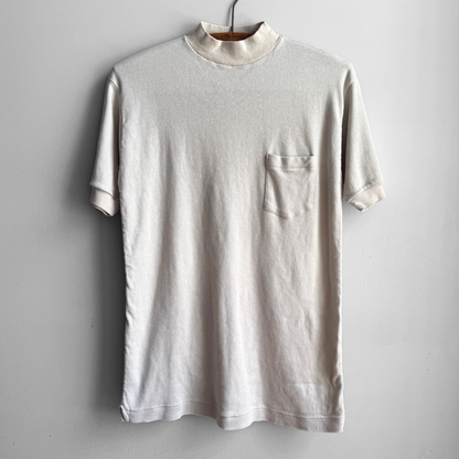 1970s Cream Mock Neck Pocket Tee