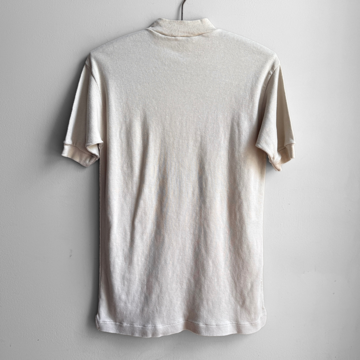 1970s Cream Mock Neck Pocket Tee