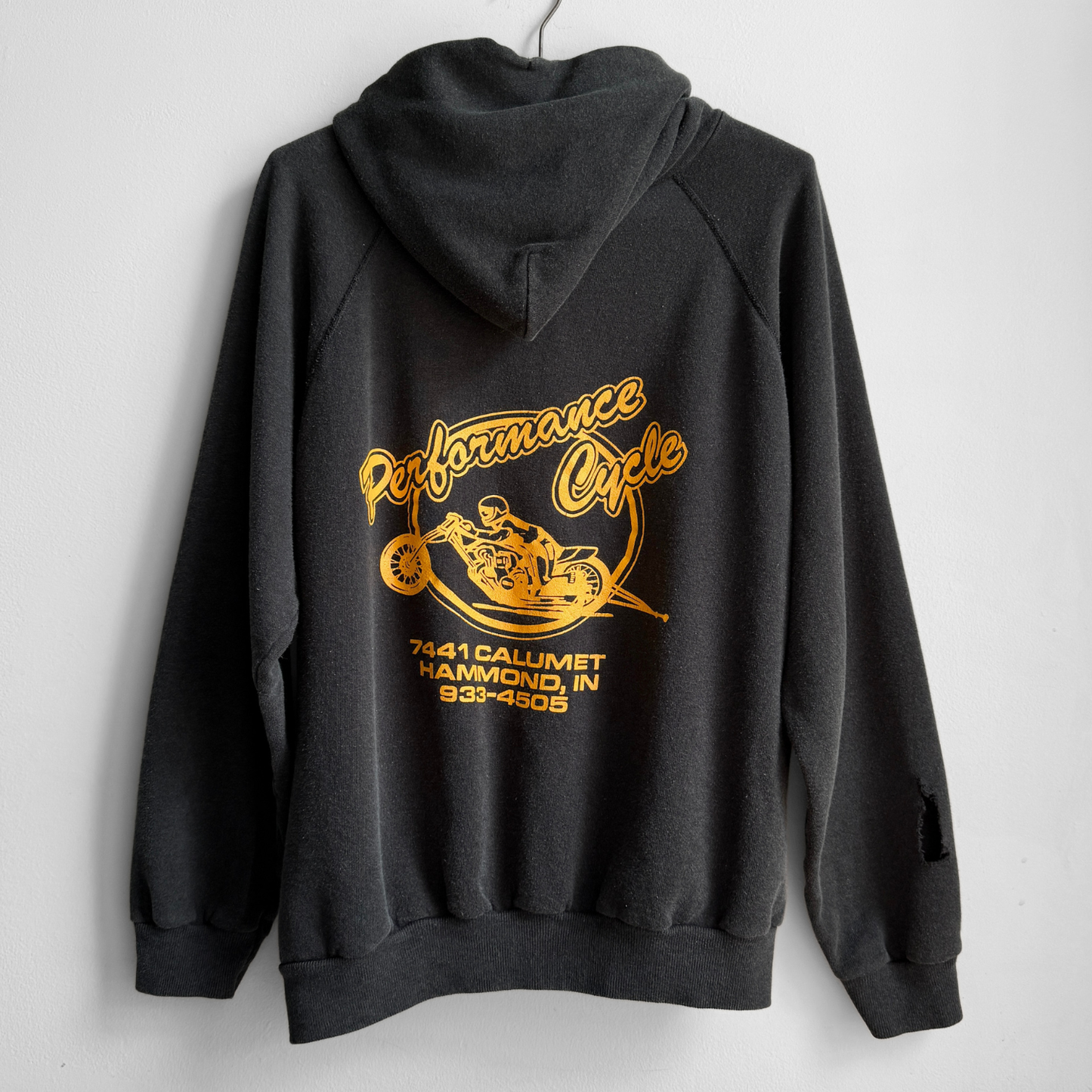 1980s Performance Cycle Distressed Hoodie