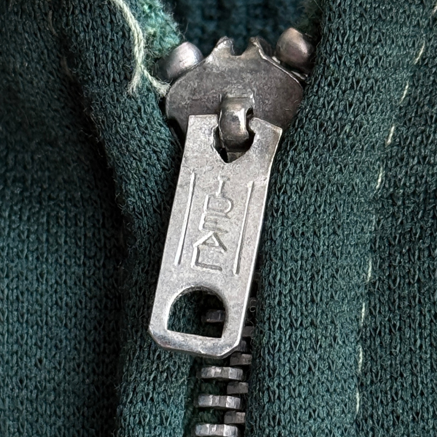 1970s Dark Green Thermal Zip Up Hoodie