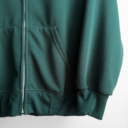 1970s Dark Green Thermal Zip Up Hoodie