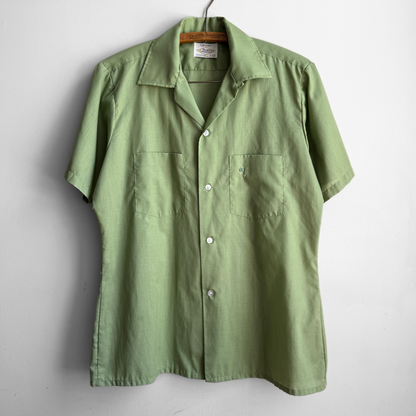 1960s Light Green Motif Sport Shirt
