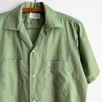 1960s Light Green Motif Sport Shirt