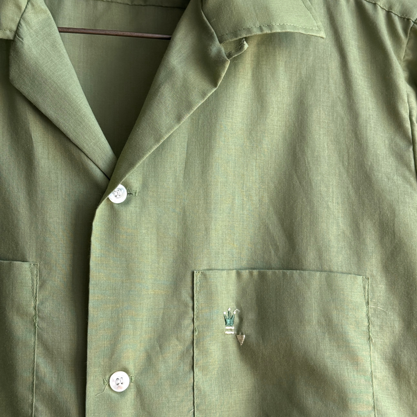 1960s Light Green Motif Sport Shirt