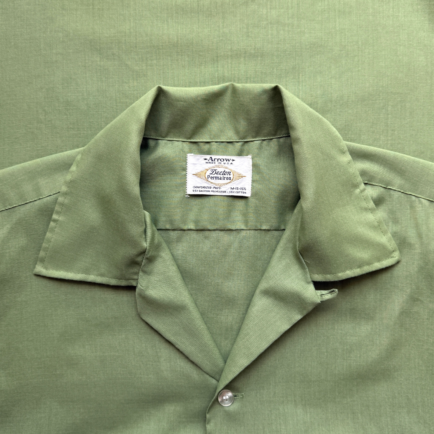 1960s Light Green Motif Sport Shirt
