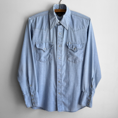 1970s Blue Chambray Western Shirt